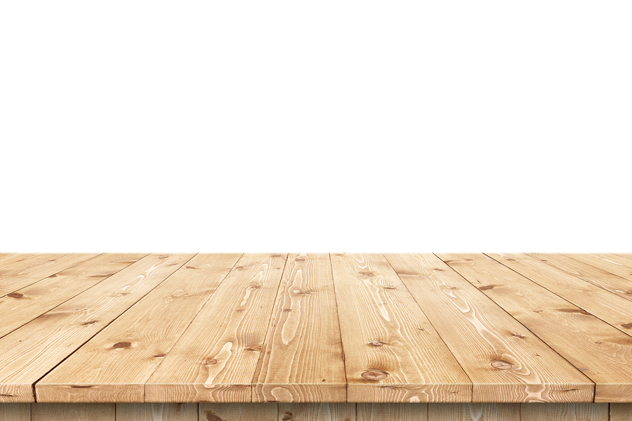 Empty wooden table in a sun for product placement or montage